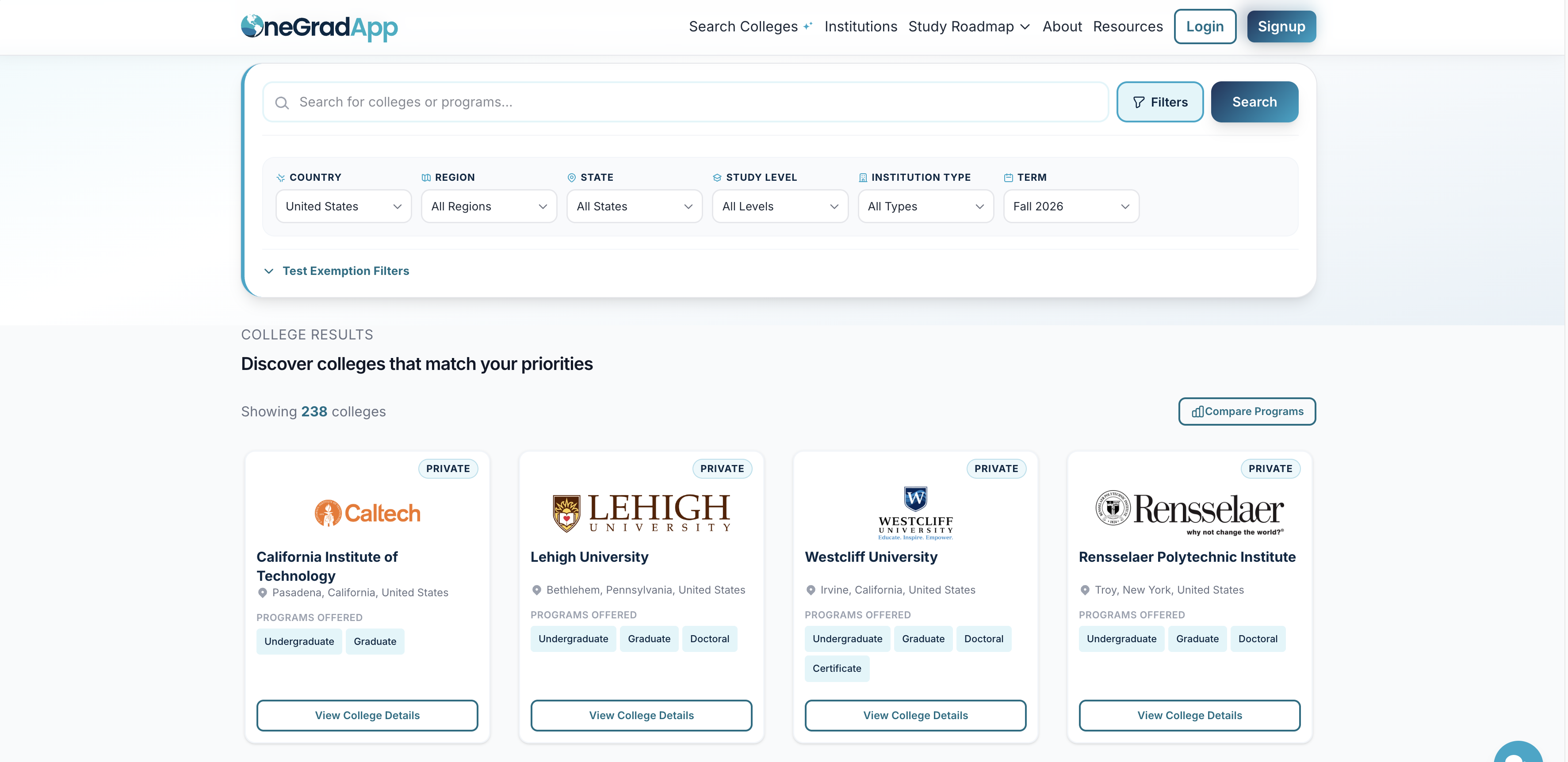 OneGradApp Live Product Screenshot